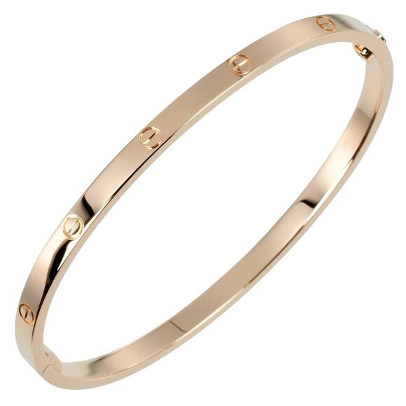 CARTIER Love Small Model Bracelet #17 K18 Pink Gold 18.75g Women - Picture 1 of 13